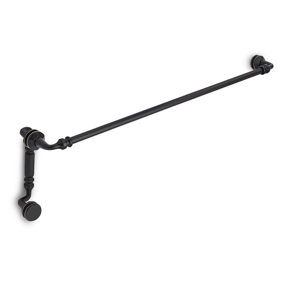 Rondo 24&quot; Cuttable Towel Bar and 8&quot; Offset Pull Shower Door Combination - Matte Black | R24TB8OPMB