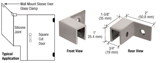 CRL Brushed Nickel Left Hand &quot;Sleeve Over&quot; Wall Mount Glass Clamp  | S0GC37LBN