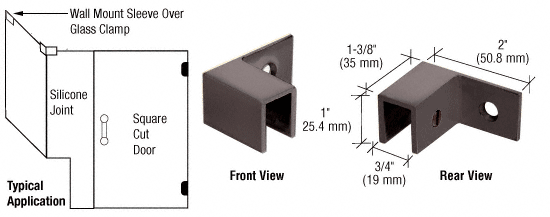 CRL Oil Rubbed Bronze Left Hand &quot;Sleeve Over&quot; Wall Mount Glass Clamp  | S0GC37L0RB