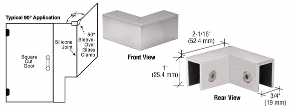 CRL Satin Nickel 90 Degree &quot;Sleeve Over&quot; Glass Clamp | S0GC90SN