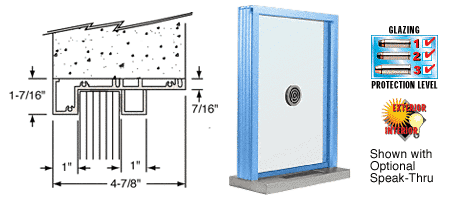 C.R. Laurence CRL Kynar Painted (Specify) Aluminum Standard Inset Frame Exterior Glazed Exchange Window with 12&quot; Shelf and Deal Tray | S1EW12K