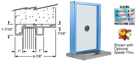 C.R. Laurence CRL Painted (Specify) Aluminum Standard Inset Frame Exterior Glazed Exchange Window with 18&quot; Shelf and Deal Tray | S1EW18P