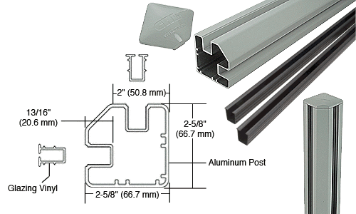 C.R. Laurence CRL  AWS 2&quot; x 2-5/8&quot; Rectangular 90 Degree Agate Gray 36&quot; Corner Post Kit | S36CRKAGY