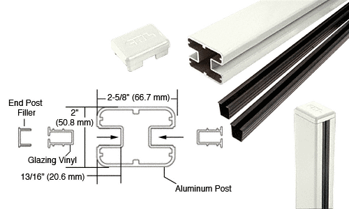 C.R. Laurence CRL  AWS 2&quot; x 2-5/8&quot; Rectangular 180 Degree Oyster White 60&quot; Center Post Kits | S60CK0W