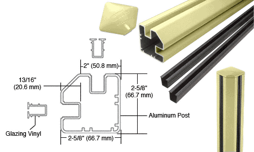 C.R. Laurence CRL Chromate (Unfinished) AWS 2&quot; x 2-5/8&quot; Rectangular 90 Degree 60&quot; Corner Post Kits | S60CRKCRM