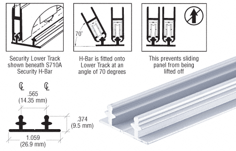 C.R. Laurence CRL Security Lower Track for Anti-Lift Showcase Track Assembly - 12 ft long | S702A