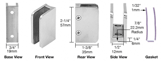 CRL Polished Stainless 3/8&quot; Top Post Glass Clip | SA87PS