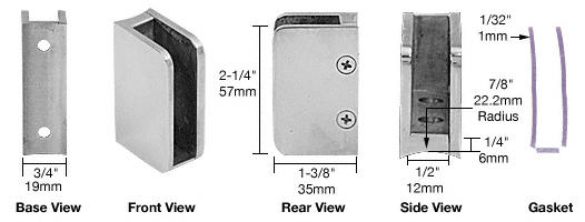 C.R. Laurence CRL Brushed Stainless 3/8&quot; Left Hand Post Glass Clip | SA93BS