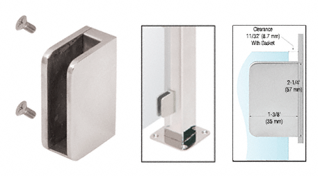 CRL Brushed Stainless 1/4&quot; Right Hand Flat Back Closed Bottom Post Glass Clamp | SA95FBS