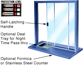 C.R. Laurence CRL Painted Bullet Resistant Level 1 Manual Sliding Service Windows | SBRWK1