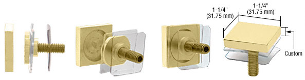 C.R. Laurence CRL Custom Square Satin Brass Standoff Cap 1-1/4&quot; | SCAP125CSB