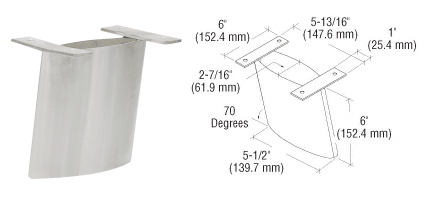 C.R. Laurence CRL Angled 6&quot; Brushed Stainless Steel Support | SCS6A