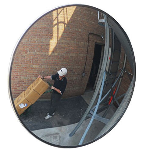 30&quot; Acrylic Outdoor Convex Mirror with Heavy Duty Plastic Back and Single Telescoping Bracket | SCVO30TPB