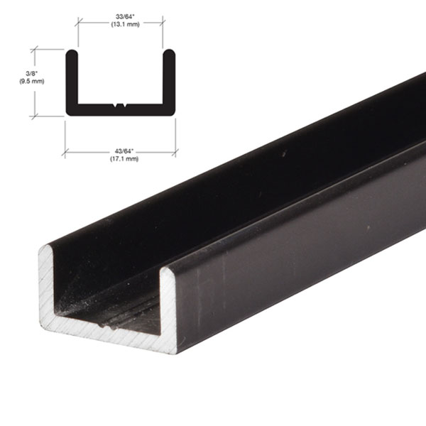 CRL Oil Rubbed Bronze Frameless Shower Door Aluminum Regular U-Channel for 1/2&quot; Thick Glass - 95 in long | SDCR120RB