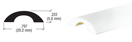 C.R. Laurence CRL White Frameless Shower Door Half-Round Threshold - 95 in long | SDT980W
