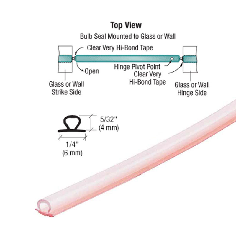 CRL Translucent Vinyl Bulb Seal with Pre-Applied Tape for 5/32&quot; Gap - 95 in long | SDTJT21
