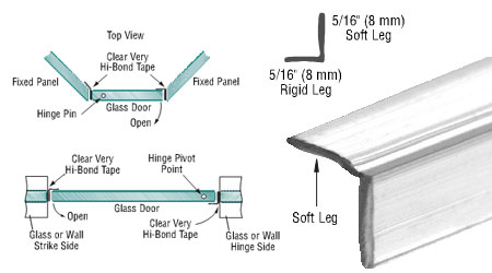 CRL Translucent Vinyl Edge &quot;L&quot; Seal with Pre-Applied Tape for 5/16&quot; Maximum Gap - 95 in long | SDTNLT21