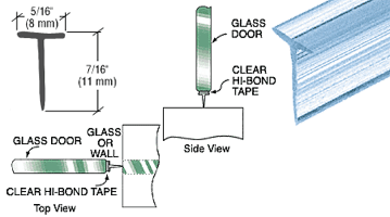 CRL Translucent Vinyl Edge &quot;T&quot; Wipe with Pre-Applied Tape for 7/16&quot; Maximum Gap - 95 in long | SDTWT21