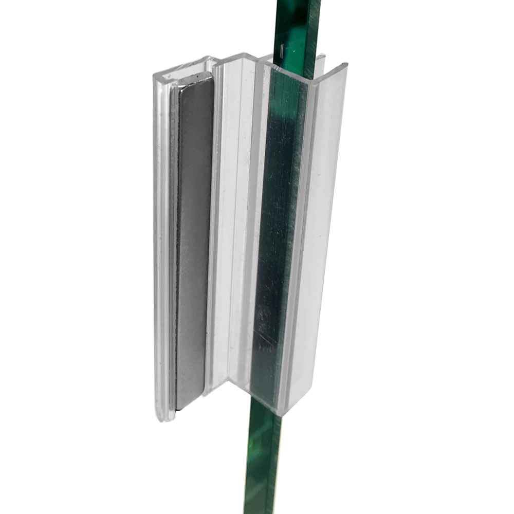 Gordon Glass&#174; Clear Polycarbonate U-Channel with Stainless Steel Strike Plate for 3/8&quot; Glass Shower Doors | CPUSS