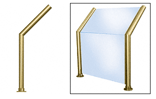 C.R. Laurence CRL Elegant 101 Series  Sneeze Guard - 2&quot; Polished Brass Tubing, Glass On Slant and Front Only | SG0101PB