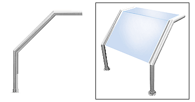 C.R. Laurence CRL Elegant 103 Series Sneeze Guard - 2&quot; Polished Stainless Tubing, Glass On Top and Slant Only  | SG0103PS