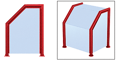 C.R. Laurence CRL Elegant 108 Series Sneeze Guard - 2&quot; Powder Painted Tubing, Glass On Slant, Top, Front, and One End or Both Ends  | SG0108PT
