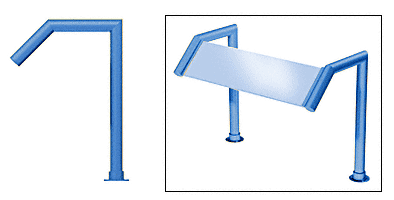 C.R. Laurence CRL Elegant 112 Series Sneeze Guard - 2&quot; Powder Painted Tubing, Glass On Slant Only  | SG0112PT