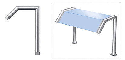 C.R. Laurence CRL Elegant 113 Series Sneeze Guard - 2&quot; Polished Stainless Tubing, Glass On Slant and Top Only  | SG0113PS
