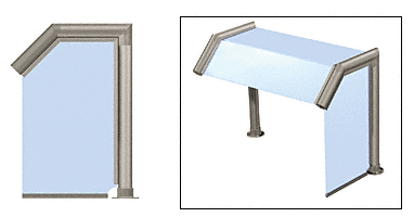 C.R. Laurence CRL Elegant 114 Series Sneeze Guard - 2&quot; Brushed Stainless Tubing, Glass On Slant, Top, and One End or Both Ends  | SG0114BS