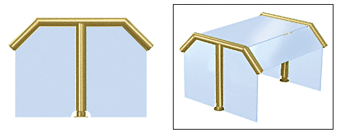 C.R. Laurence CRL Elegant 121 Series Sneeze Guard - 2&quot; Polished Brass Tubing, Glass On Slants, Top, and One End or Both Ends  | SG0121PB