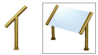 C.R. Laurence CRL Elegant 124 Series Sneeze Guard - 2&quot; Polished Brass Tubing, Glass On Slant Only  | SG0124PB
