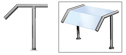 C.R. Laurence CRL Elegant 126 Series Sneeze Guard - 2&quot; Brushed Stainless Tubing, Glass On Slant and Top Only  | SG0126BS