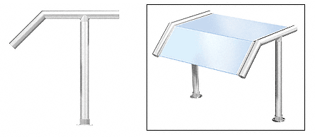 C.R. Laurence CRL Elegant 126 Series Sneeze Guard - 2&quot; Polished Stainless Tubing, Glass On Slant and Top Only  | SG0126PS