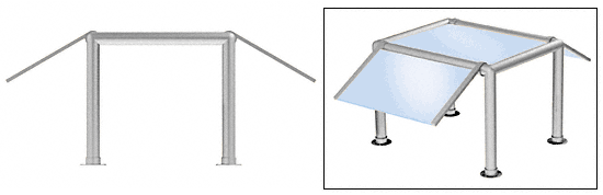 C.R. Laurence CRL Elegant 136 Series Sneeze Guard -2&quot; Brushed Stainless Tubing, Glass On Slants and Top Only  | SG0136BS