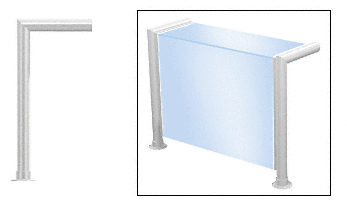 C.R. Laurence CRL Elegant 139 Series Sneeze Guard - 2&quot; Polished Stainless Tubing, Glass On Top and Front Only  | SG0139PS