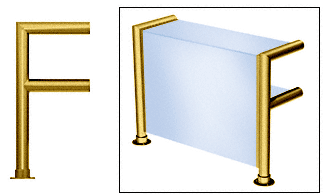 C.R. Laurence CRL Elegant 142 Series Sneeze Guard - 2&quot; Polished Brass Tubing, Glass On Top,  Shelf, and Front Only  | SG0142PB