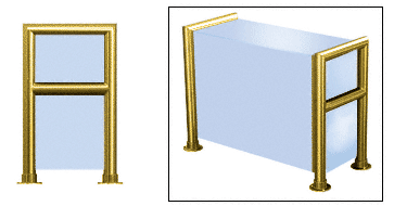 C.R. Laurence CRL Elegant 149 Series Sneeze Guard - 2&quot; Polished Brass Tubing, Glass On Top, Shelf, Front, and One End or Both Ends  | SG0149PB