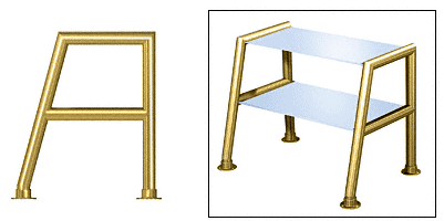 C.R. Laurence CRL Elegant 159 Series Sneeze Guard - 2&quot; Polished Brass Tubing, Glass On Top and Shelf Only  | SG0159PB