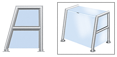 C.R. Laurence CRL Elegant 161 Series Sneeze Guard - 2&quot; Polished Stainless Tubing, Glass On Top, Shelf, Front and One or Both Ends  | SG0161PS