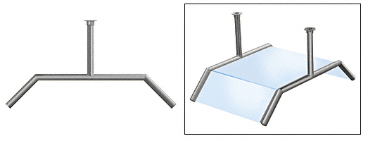 C.R. Laurence CRL Elegant 165 Series Sneeze Guard - 2&quot; Brushed Stainless Tubing, Glass On Slants and Top Only  | SG0165BS