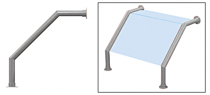 C.R. Laurence CRL Elegant 169 Series Sneeze Guard - 2&quot; Brushed Stainless Tubing, Glass On Slants and Top Only  | SG0169BS