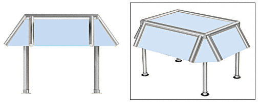 C.R. Laurence CRL Elegant 170 Series Sneeze Guard - 2&quot; Polished Stainless Tubing, Glass On Slant and Top Only  | SG0170PS