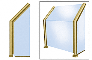 C.R. Laurence CRL Elegant 102 Series Sneeze Guard - 1-1/2&quot; Polished Brass Tubing, Glass On Slant, Front, and One End or Both Ends  | SG5102PB