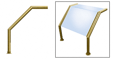 C.R. Laurence CRL Elegant 103 Series Sneeze Guard - 1-1/2&quot; Polished Brass Tubing, Glass On Top and Slant Only  | SG5103PB