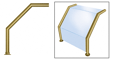 C.R. Laurence CRL Elegant 104 Series Sneeze Guard - 1-1/2&quot; Polished Brass Tubing, Glass On Top, Slant and Front Only  | SG5104PB