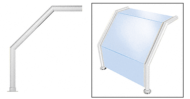 C.R. Laurence CRL Elegant 104 Series Sneeze Guard - 1-1/2&quot; Polished Stainless Tubing, Glass On Top, Slant and Front Only  | SG5104PS