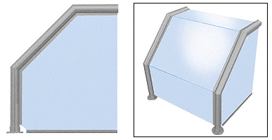 C.R. Laurence CRL Elegant 105 Series Sneeze Guard - 1-1/2&quot; Brushed Stainless Tubing, Glass On Top, Slant, Front, and One End or Both Ends  | SG5105BS