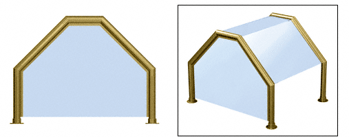 C.R. Laurence CRL Elegant 111 Series Sneeze Guard - 1-1/2&quot; Polished Brass Tubing, Glass On Top, Slants, and One End or Both Ends  | SG5111PB