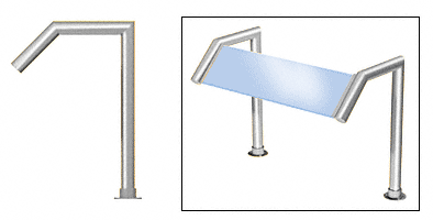 C.R. Laurence CRL Elegant 112 Series Sneeze Guard - 1-1/2&quot; Polished Stainless Tubing, Glass On Slant Only  | SG5112PS