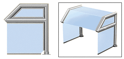 C.R. Laurence CRL Elegant 116 Series Sneeze Guard - 1-1/2&quot; Polished Stainless Tubing, Glass On Top, Slant, Shelf, and Ends  | SG5116PS